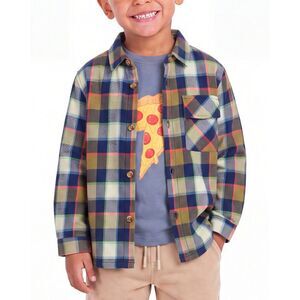 Andy & Evan Boys  Plaid Sherpa-Lined Flannel, Blue